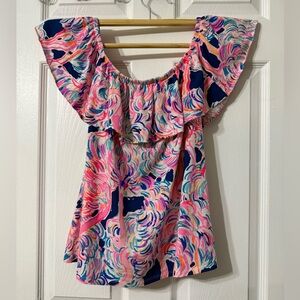 Head In The Sand Lilly Pulitzer Off The Shoulder Shirt Small C0186